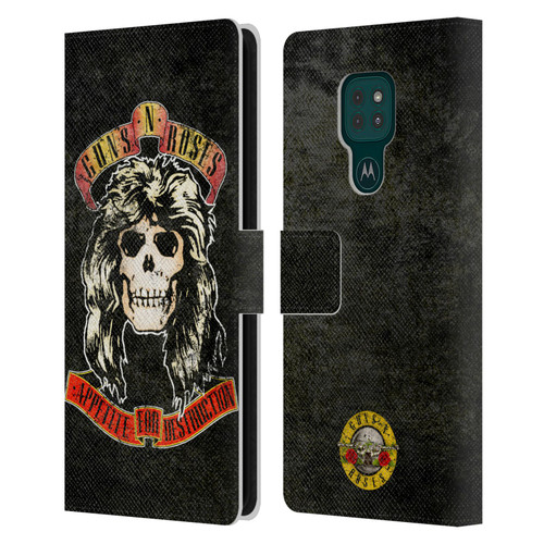 Guns N' Roses Vintage Adler Leather Book Wallet Case Cover For Motorola Moto G9 Play