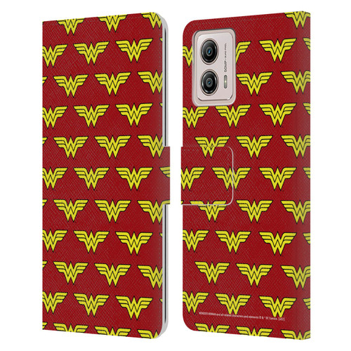 Wonder Woman DC Comics Logos Pattern Leather Book Wallet Case Cover For Motorola Moto G53 5G