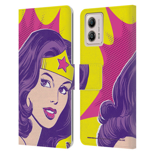 Wonder Woman DC Comics Vintage Art Pop Art Leather Book Wallet Case Cover For Motorola Moto G53 5G
