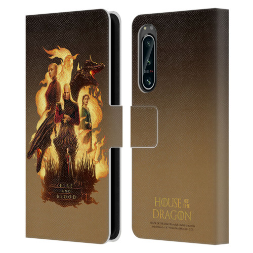 House Of The Dragon: Television Series Art Fire And Blood Leather Book Wallet Case Cover For Sony Xperia 5 IV