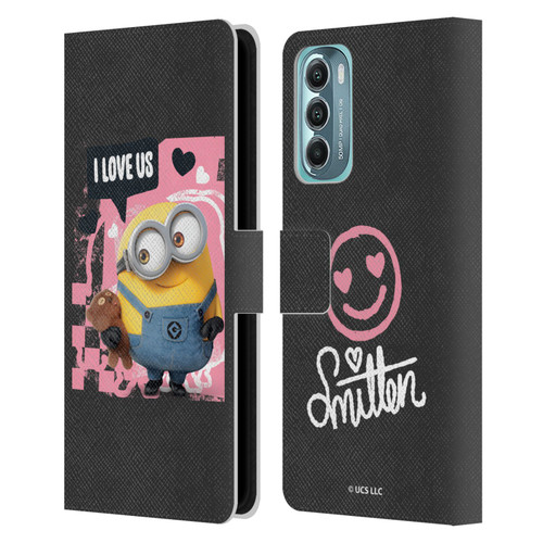 Minions Rise of Gru(2021) Valentines 2021 Bob Loves Bear Leather Book Wallet Case Cover For Motorola Moto G Stylus 5G (2022)