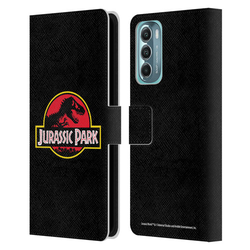 Jurassic Park Logo Plain Black Leather Book Wallet Case Cover For Motorola Moto G Stylus 5G (2022)