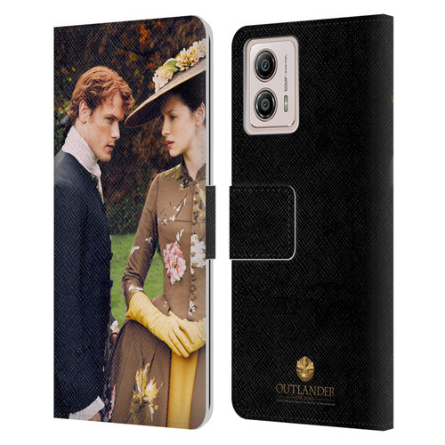 Outlander Characters Jamie And Claire Leather Book Wallet Case Cover For Motorola Moto G53 5G