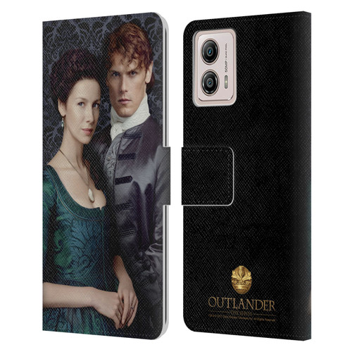 Outlander Portraits Claire & Jamie Leather Book Wallet Case Cover For Motorola Moto G53 5G