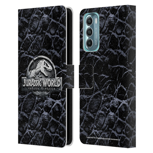 Jurassic World Fallen Kingdom Logo Dinosaur Scale Leather Book Wallet Case Cover For Motorola Moto G Stylus 5G (2022)