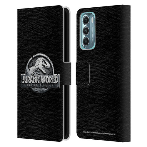 Jurassic World Fallen Kingdom Logo Plain Black Leather Book Wallet Case Cover For Motorola Moto G Stylus 5G (2022)