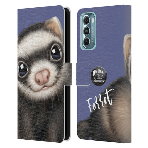 Animal Club International Faces Ferret Leather Book Wallet Case Cover For Motorola Moto G Stylus 5G (2022)