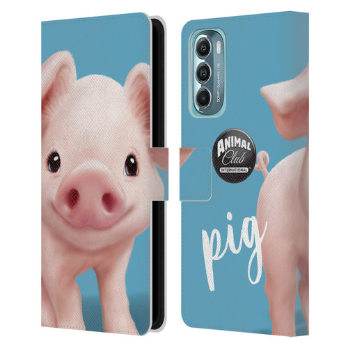 Animal Club International Faces Pig Leather Book Wallet Case Cover For Motorola Moto G Stylus 5G (2022)