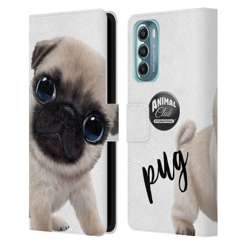 Animal Club International Faces Pug Leather Book Wallet Case Cover For Motorola Moto G Stylus 5G (2022)