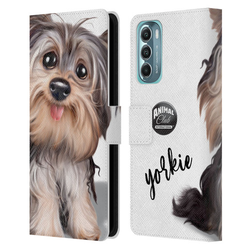 Animal Club International Faces Yorkie Leather Book Wallet Case Cover For Motorola Moto G Stylus 5G (2022)