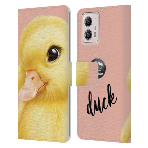 Animal Club International Faces Duck Leather Book Wallet Case Cover For Motorola Moto G53 5G