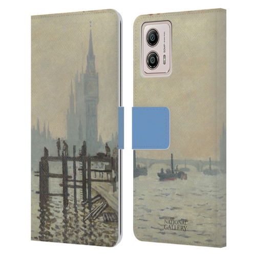 The National Gallery Art Monet Thames Leather Book Wallet Case Cover For Motorola Moto G53 5G