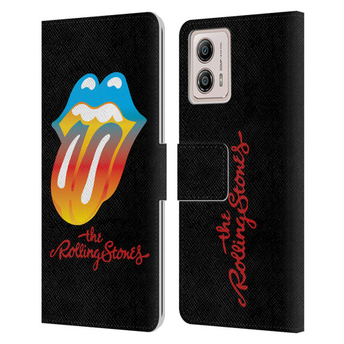 The Rolling Stones Graphics Rainbow Tongue Leather Book Wallet Case Cover For Motorola Moto G53 5G