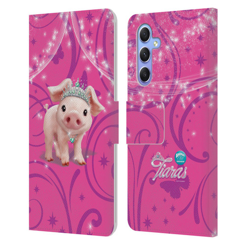 Animal Club International Pet Royalties Pig Leather Book Wallet Case Cover For Samsung Galaxy A34 5G