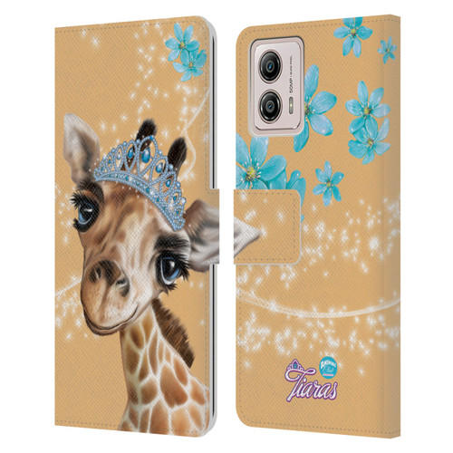 Animal Club International Royal Faces Giraffe Leather Book Wallet Case Cover For Motorola Moto G53 5G