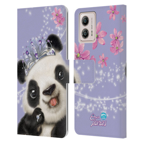 Animal Club International Royal Faces Panda Leather Book Wallet Case Cover For Motorola Moto G53 5G