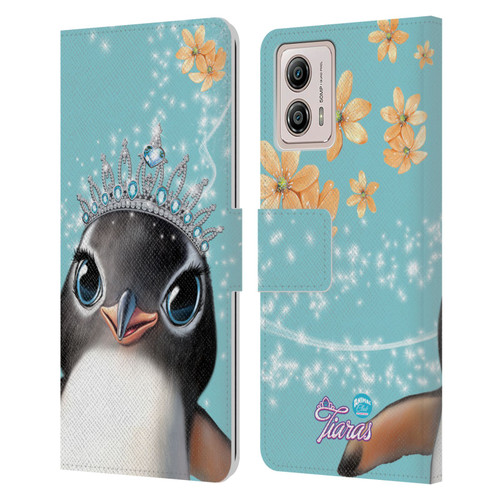 Animal Club International Royal Faces Penguin Leather Book Wallet Case Cover For Motorola Moto G53 5G