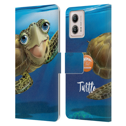 Animal Club International Underwater Sea Turtle Leather Book Wallet Case Cover For Motorola Moto G53 5G