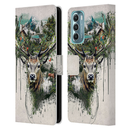Riza Peker Animal Abstract Deer Wilderness Leather Book Wallet Case Cover For Motorola Moto G Stylus 5G (2022)