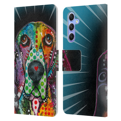 Dean Russo Dogs Hound Leather Book Wallet Case Cover For Samsung Galaxy A34 5G