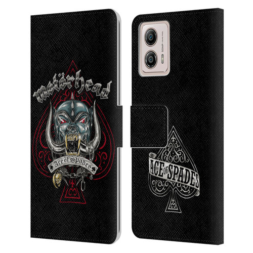 Motorhead Graphics Ace Of Spades Dog Leather Book Wallet Case Cover For Motorola Moto G53 5G