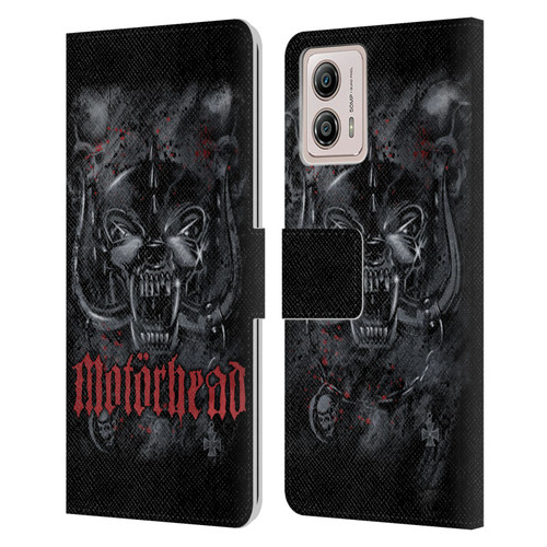 Motorhead Graphics Deathstorm Leather Book Wallet Case Cover For Motorola Moto G53 5G