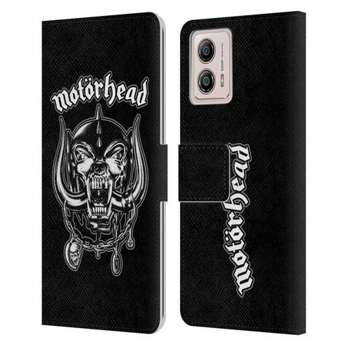 Motorhead Graphics Silver War Pig Leather Book Wallet Case Cover For Motorola Moto G53 5G