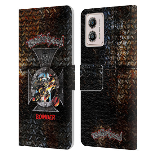 Motorhead Key Art Bomber Cross Leather Book Wallet Case Cover For Motorola Moto G53 5G