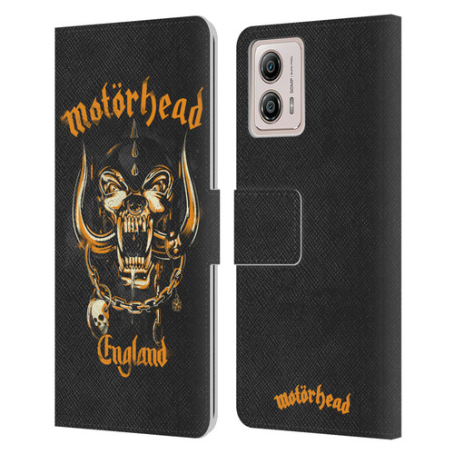 Motorhead Logo Warpig England Leather Book Wallet Case Cover For Motorola Moto G53 5G