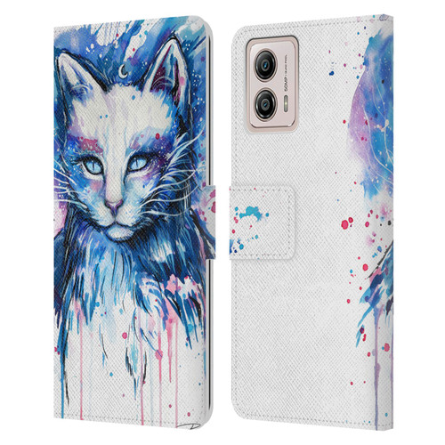 Pixie Cold Cats Space Leather Book Wallet Case Cover For Motorola Moto G53 5G