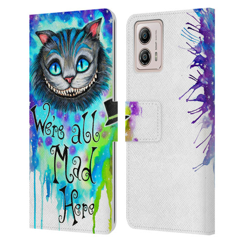 Pixie Cold Cats We Are All Mad Here Leather Book Wallet Case Cover For Motorola Moto G53 5G