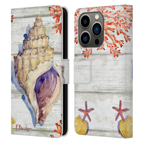 Paul Brent Ocean Bahia Shells Leather Book Wallet Case Cover For Apple iPhone 14 Pro