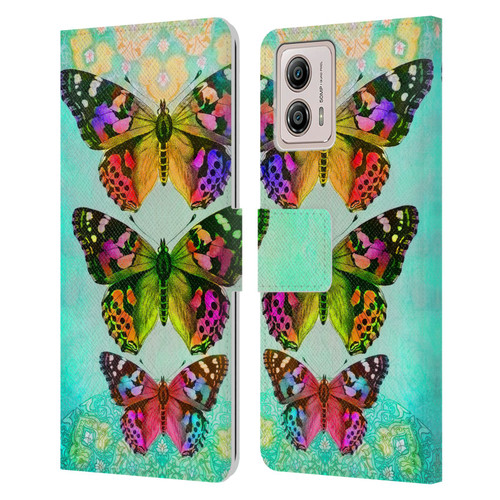 Jena DellaGrottaglia Insects Butterflies 2 Leather Book Wallet Case Cover For Motorola Moto G53 5G