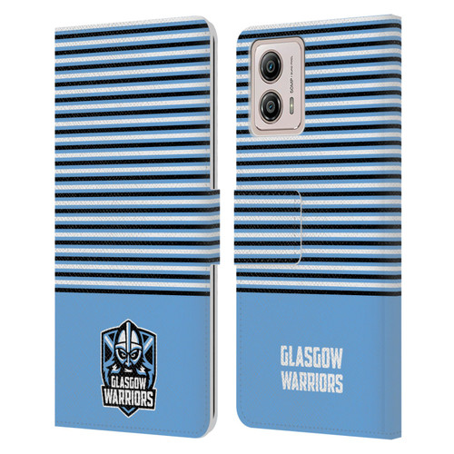 Glasgow Warriors Logo Stripes Blue 2 Leather Book Wallet Case Cover For Motorola Moto G53 5G
