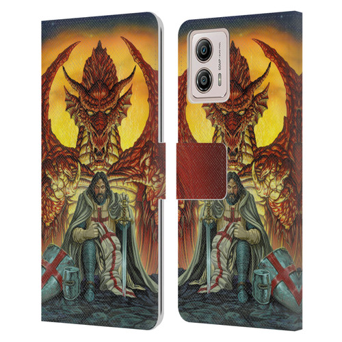 Ed Beard Jr Dragon Friendship Knight Templar Leather Book Wallet Case Cover For Motorola Moto G53 5G