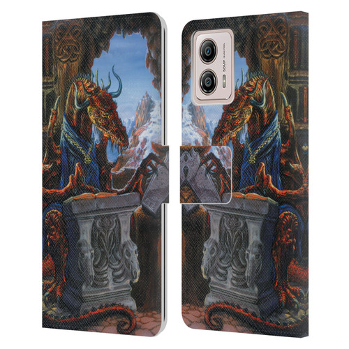 Ed Beard Jr Dragons Ancient Scholar Leather Book Wallet Case Cover For Motorola Moto G53 5G