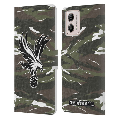 Crystal Palace FC Crest Woodland Camouflage Leather Book Wallet Case Cover For Motorola Moto G53 5G