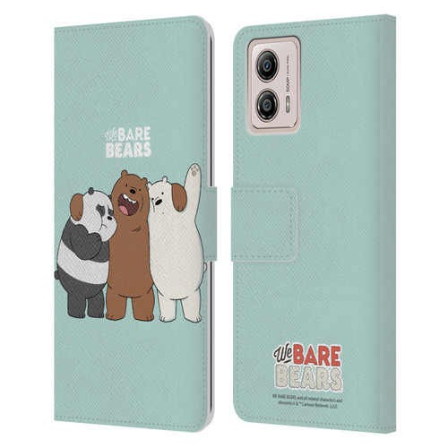 We Bare Bears Character Art Group 1 Leather Book Wallet Case Cover For Motorola Moto G53 5G
