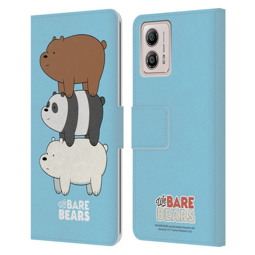 We Bare Bears Character Art Group 3 Leather Book Wallet Case Cover For Motorola Moto G53 5G