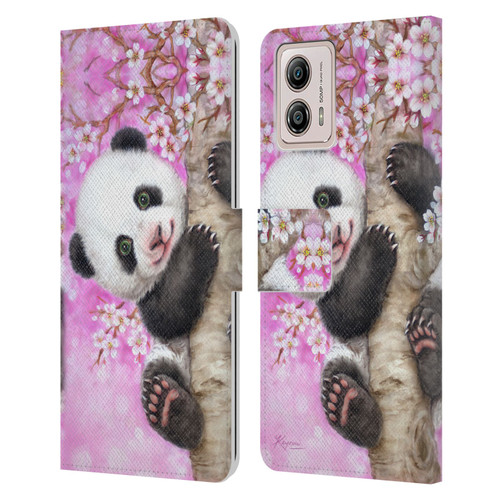 Kayomi Harai Animals And Fantasy Cherry Blossom Panda Leather Book Wallet Case Cover For Motorola Moto G53 5G