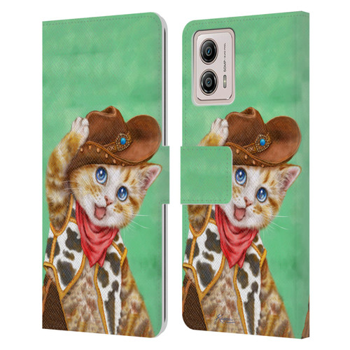 Kayomi Harai Animals And Fantasy Cowboy Kitten Leather Book Wallet Case Cover For Motorola Moto G53 5G