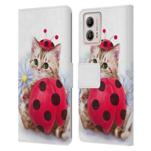 Kayomi Harai Animals And Fantasy Kitten Cat Lady Bug Leather Book Wallet Case Cover For Motorola Moto G53 5G