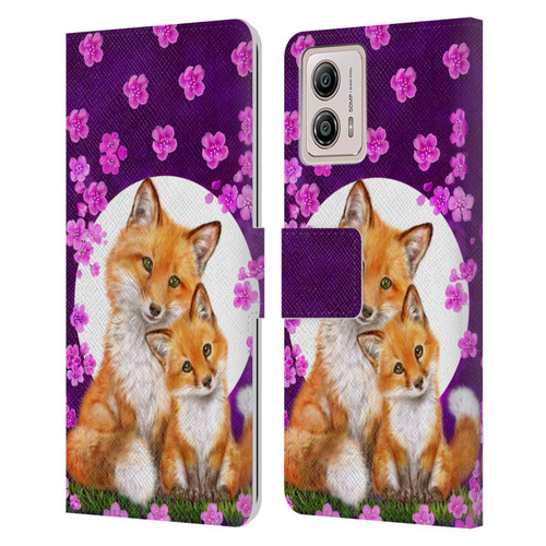 Kayomi Harai Animals And Fantasy Mother & Baby Fox Leather Book Wallet Case Cover For Motorola Moto G53 5G