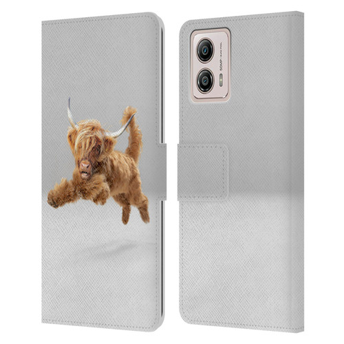 Pixelmated Animals Surreal Pets Highland Pup Leather Book Wallet Case Cover For Motorola Moto G53 5G