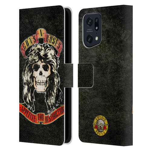 Guns N' Roses Vintage Adler Leather Book Wallet Case Cover For OPPO Find X5