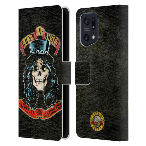 Guns N' Roses Vintage Slash Leather Book Wallet Case Cover For OPPO Find X5