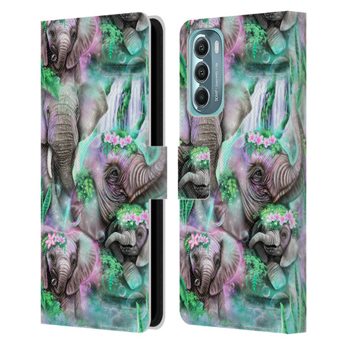 Sheena Pike Animals Daydream Elephants Lagoon Leather Book Wallet Case Cover For Motorola Moto G Stylus 5G (2022)