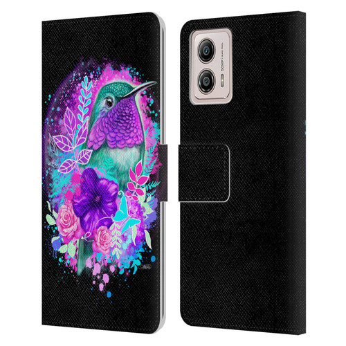 Sheena Pike Animals Purple Hummingbird Spirit Leather Book Wallet Case Cover For Motorola Moto G53 5G
