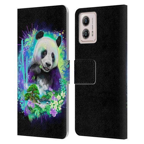 Sheena Pike Animals Rainbow Bamboo Panda Spirit Leather Book Wallet Case Cover For Motorola Moto G53 5G