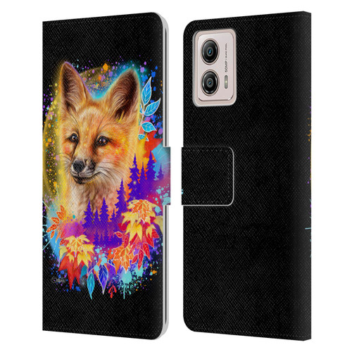 Sheena Pike Animals Red Fox Spirit & Autumn Leaves Leather Book Wallet Case Cover For Motorola Moto G53 5G